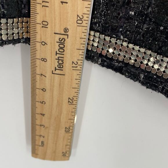 Per Se Skirt Womens Sz 8 Black Silver Metallic Wool Linen Silk Pencil Beaded 6 - Picture 5 of 6